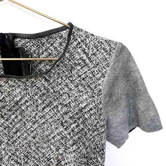 Sachin + Babi Black White Graphic Print Short Sleeve Dress Size 4 - Picture 6 of 7